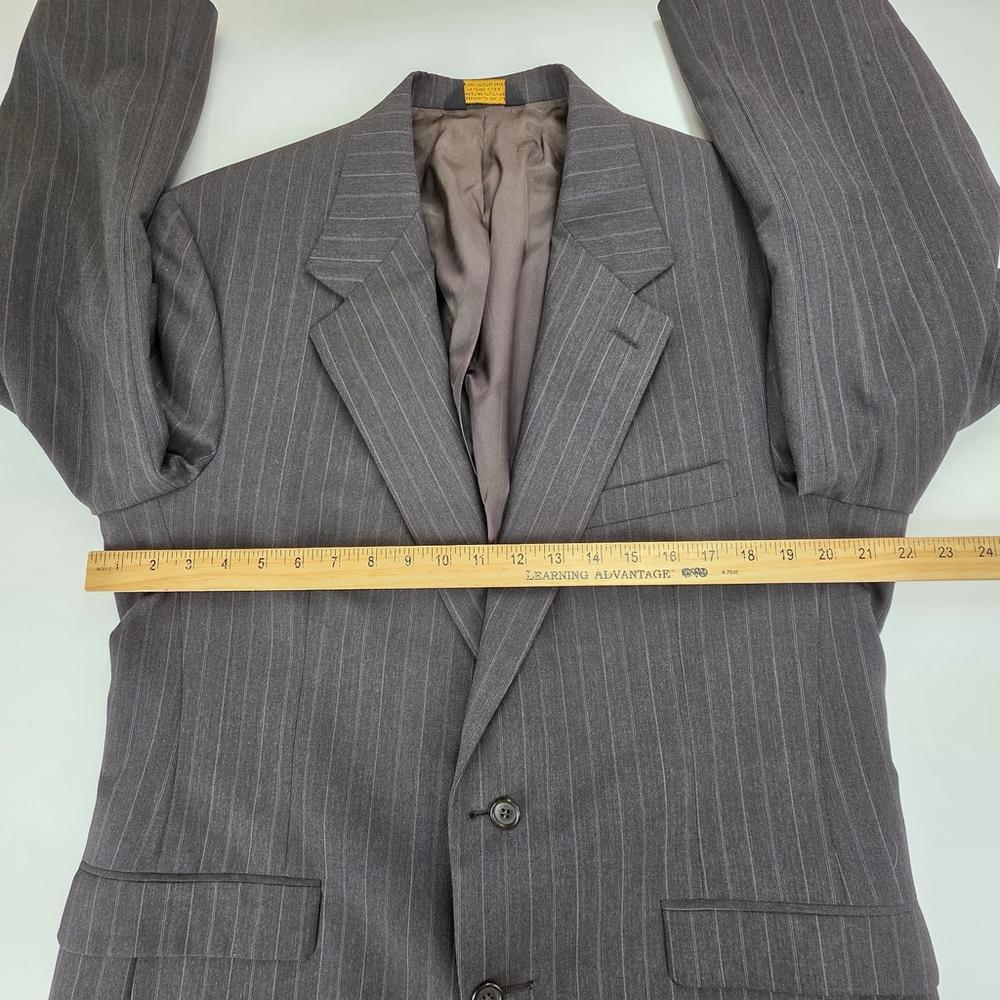 Mens Gray Pinstripe Suit 42R Nino Cerruti Rue Royale Vintage 2 Piece USA - Picture 11 of 16